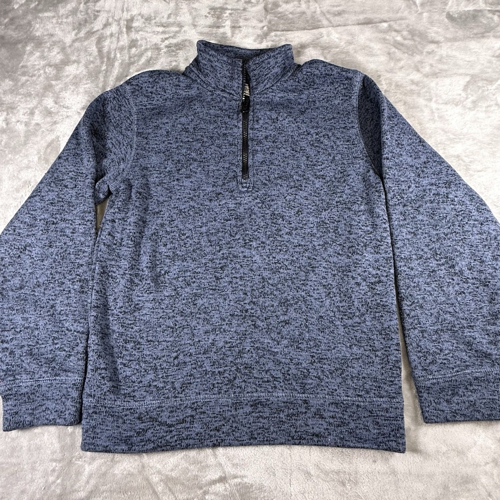 Boys CROWN & IVY 1/4 ZIPPERED Blue Heather Pullover Shirt Size Youth Large